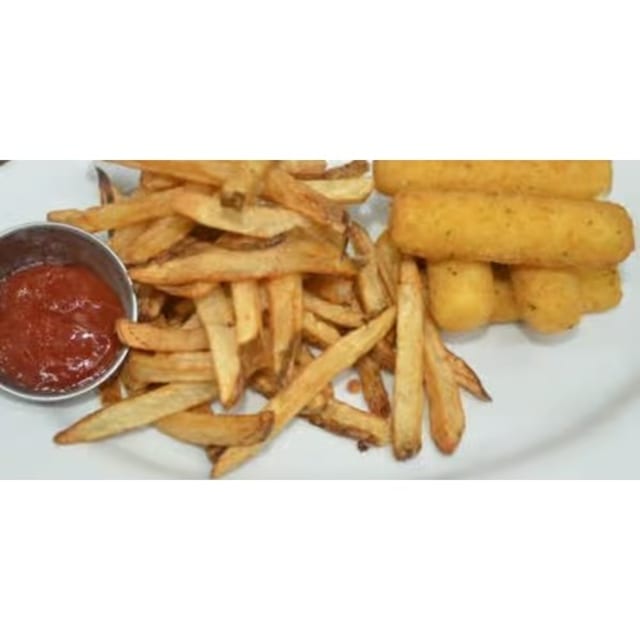 Mozzarella Sticks with French Fries.